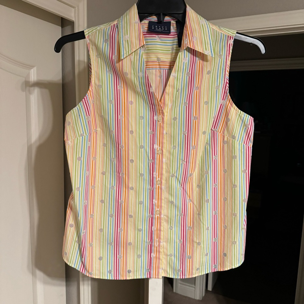 Crazy Horse Colorful Striped Sleeveless Blouse